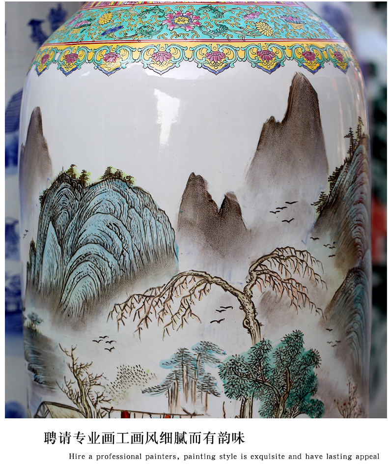 Hand made landscapes jingdezhen famille rose porcelain vase landing place to live in the sitting room shops opening gifts