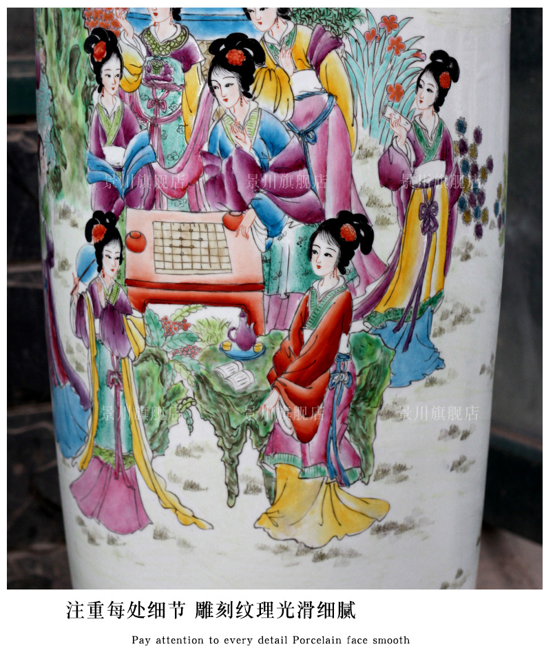 Jingdezhen ceramic hand - made pastel had large vases, home sitting room hotel Chinese flower arranging furnishing articles