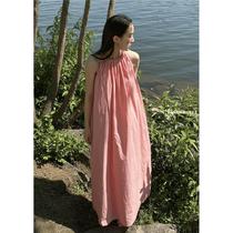 Refundable less in stock Korean BAIE OUD simple temperament sleeveless suspender long skirt dress