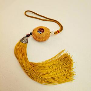 Featured Bamboo Weaving Peace Pendant Handmade DIY Car Hanging Ornament Accessory for Women's Bags, Featuring Traditiona