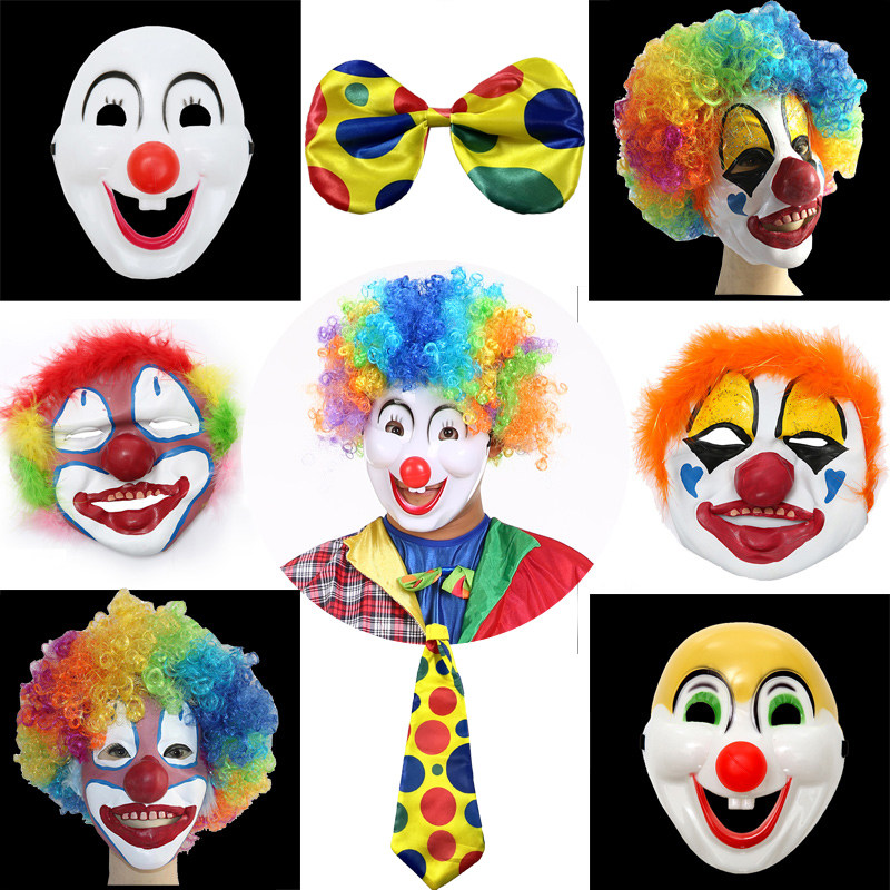 Clown mask full face Halloween adult children male half face Smiley latex horror funny headgear smile props