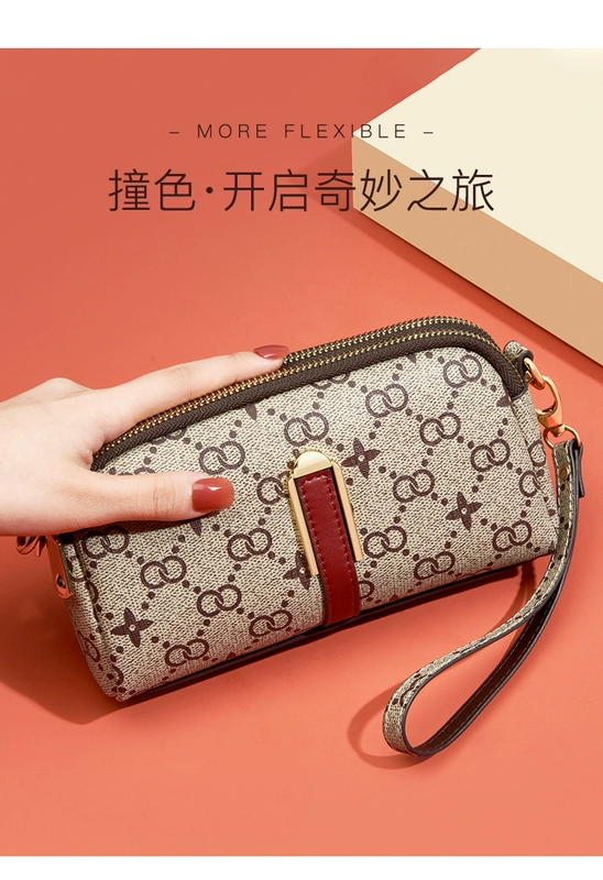 ví mini cầm tay Túi xách Tính khí nữ 2021 Tide New Zipper Wallet Women Long Messenger Túi nhỏ Đồng xu Mô hình mẹ ví cầm tay nữ màu trắng ví cầm tay nữ