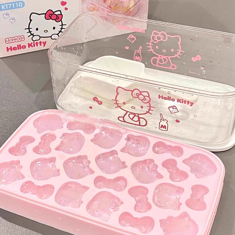 Hello Kitty Silicone Ice Cube Mold Press Ice Cube Maker Ice Storage Box Sanrio Ice Cube Mold Microwave Oven