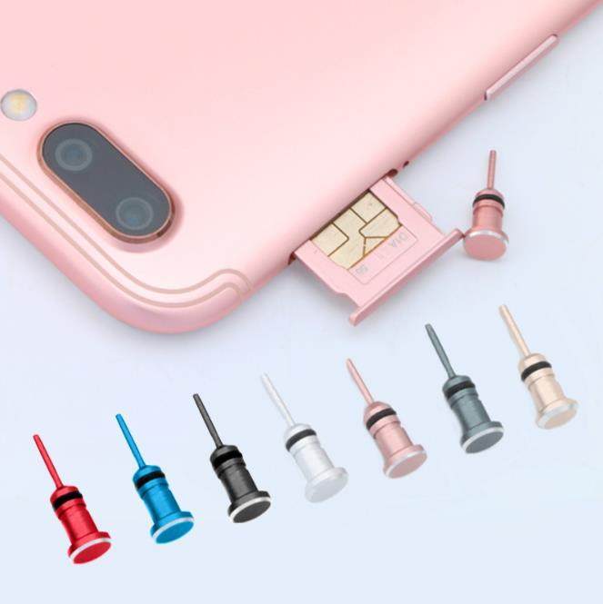 Mobile phone earphone hole aluminum alloy dust plug two-in-one card needle
