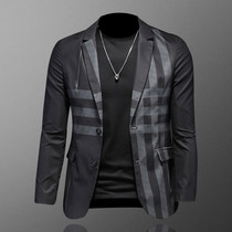 Jacket Mens Spring and Autumn Stripe Suit 2021 New Tide Brand Mens European Station Plaid Leisure Long Sleeve Suit