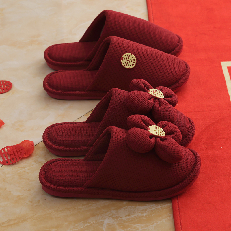Red Slippers for Wedding, a Pair, Winter, Light Luxury, Newlyweds, Festive, Bridal Dowry, Wedding Slippers, High-End Feel Red Slippers for Wedding, a Pair, Winter, Light Luxury, Newlyweds, Festive, Bridal Dowry, Wedding Slippers, High-End Feel