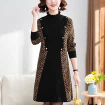 Middle-aged female mother autumn dress long dress autumn winter half high neck base shirt middle-aged foreign sweater skirt