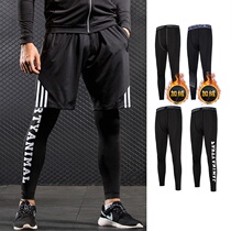 Autumn and winter bottoming warm pants mens velvet fitness suit quick-drying pants long distance running suit stretch