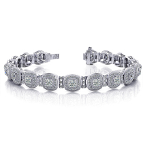 18K Gold Full Drill Group Inlaid Carat Diamond Bracelet Female Square Round Light Lavish Full Drill Bracelet Wristband Custom