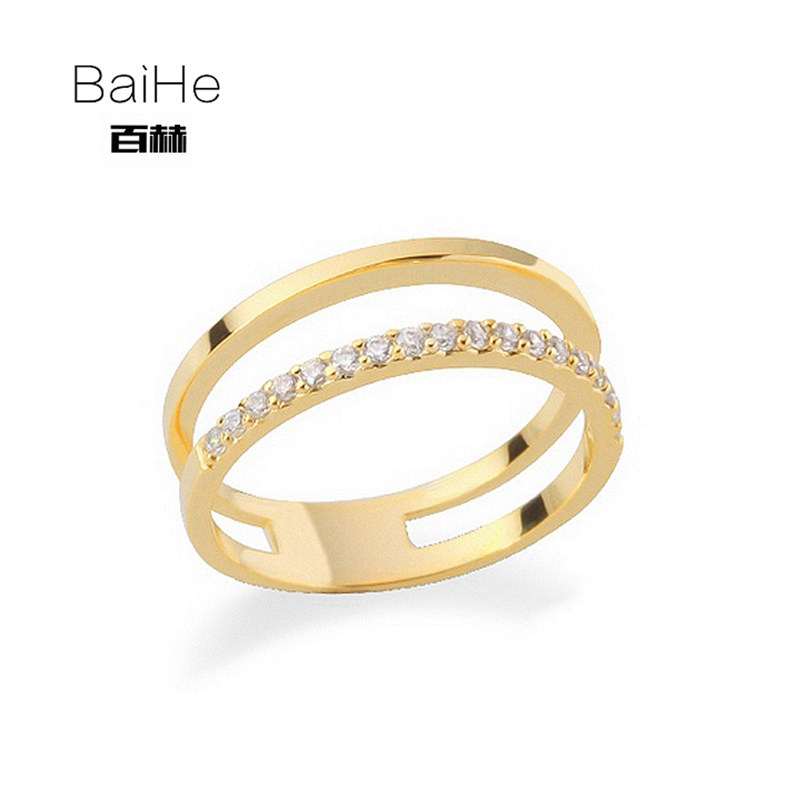 18K gold double rows of diamond ring tide proposes marriage diamond ring ring female wearing stacked ring