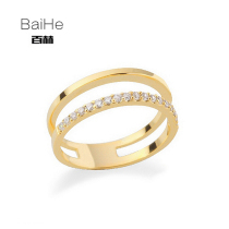 18K gold double rows of diamond ring tide proposes marriage diamond ring ring female wearing stacked ring