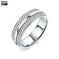 18K gold diamond stone row ring full diamond marriage proposal engagement wedding row drill ring with ring guard Ring Ring full diamond men and women