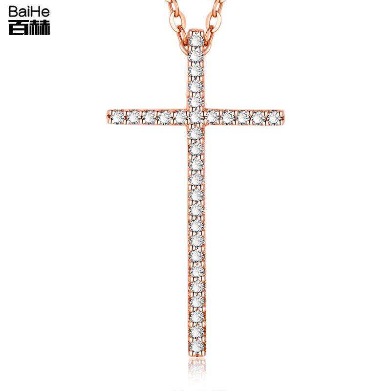 100 Herjewelry 18K White Gold Rose Gold Cross Diamond Necklace Diamond Necklace Diamond Lock Bone Chain