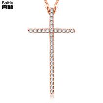 Baihe jewelry 18K white gold rose gold cross diamond necklace cross set chain diamond choker