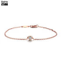 Baihe jewelry 18K gold natural diamond bracelet rose gold ladies single diamond bracelet