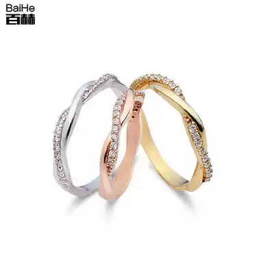 18K Golden hemp ring simple diamond ring marriage proposal wedding diamond ring tail ring Women's singlewear ring ring
