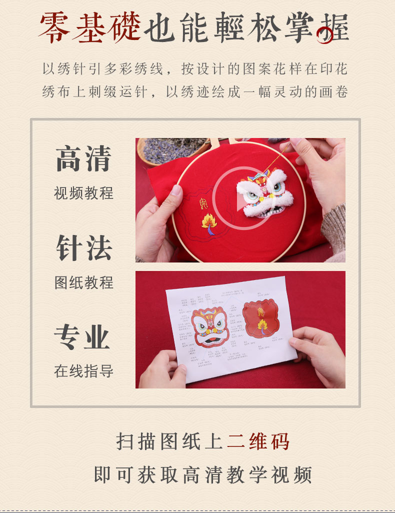 索芙兰 手工刺绣DIY材料包 国风醒狮*2件 图8