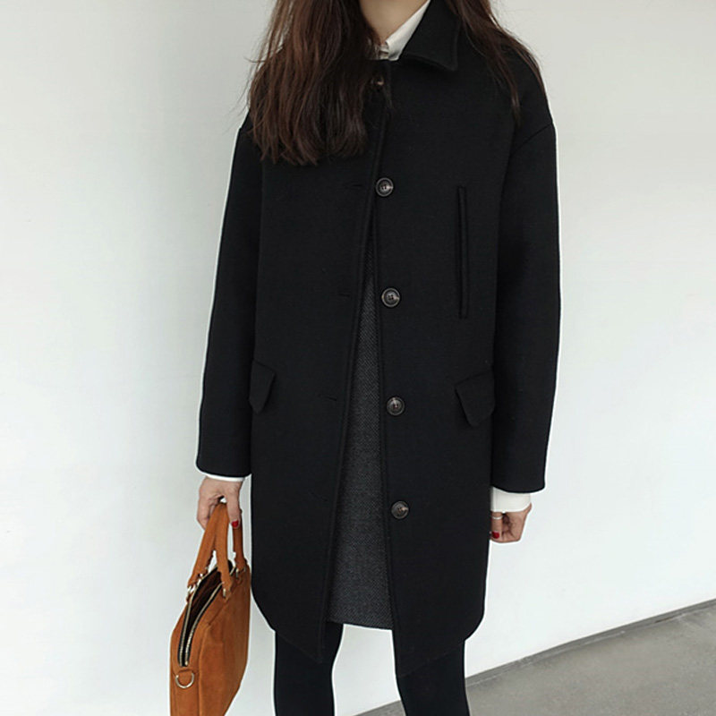 Len áo khoác ngoài của phụ nữ phần dài Hàn Quốc phiên bản của chống mùa mới mùa thu và mùa đông Mỏng mỏng sinh viên đơn ngực áo len