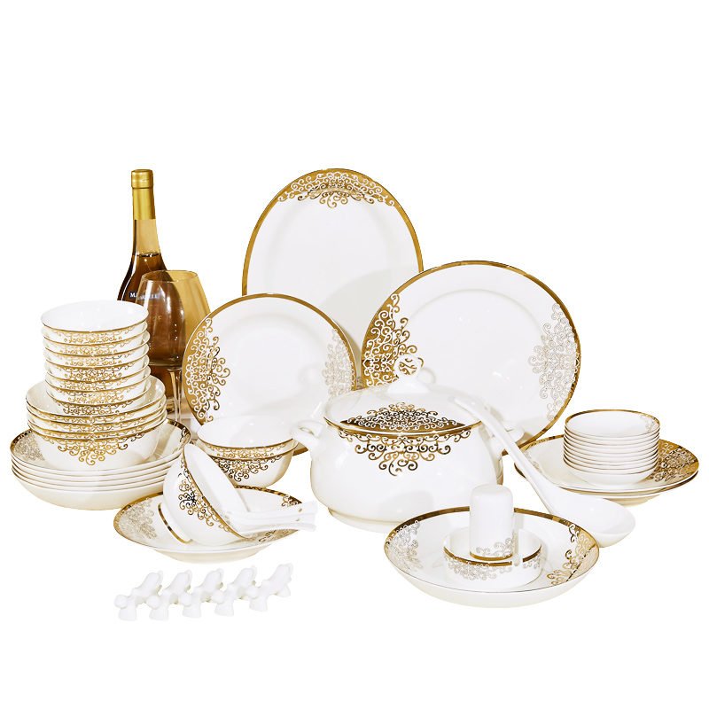 European household up phnom penh 28 skull porcelain tableware set 6 doses ceramic bowl plate combination western - style porcelain plate