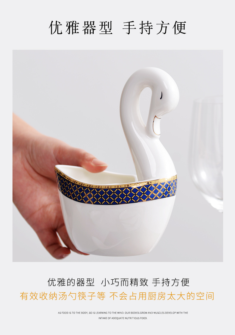 Creative household ipads porcelain swan spoon cage ipads China porcelain spoon the receive tableware receive a case table is placed in a cage