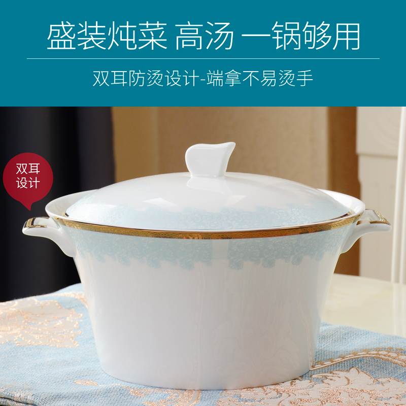 Home up phnom penh relief grade big soup pot with cover soup basin ceramic bowl soup tureen basin porcelain basin belt