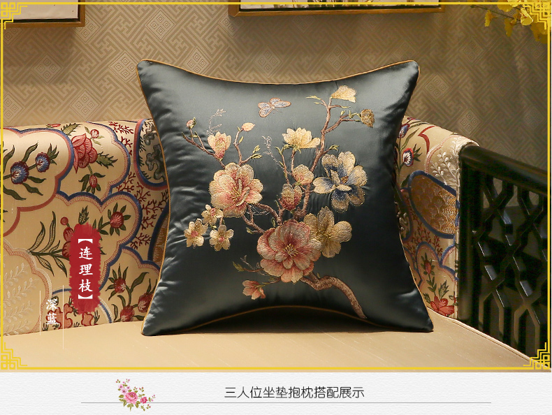 Mới Trung Quốc gỗ gụ thêu gối sofa đệm châu Âu gối mềm túi thắt lưng gối xe gối với lõi - Trở lại đệm / Bolsters Chăn gối văn phòng 3 in 1
