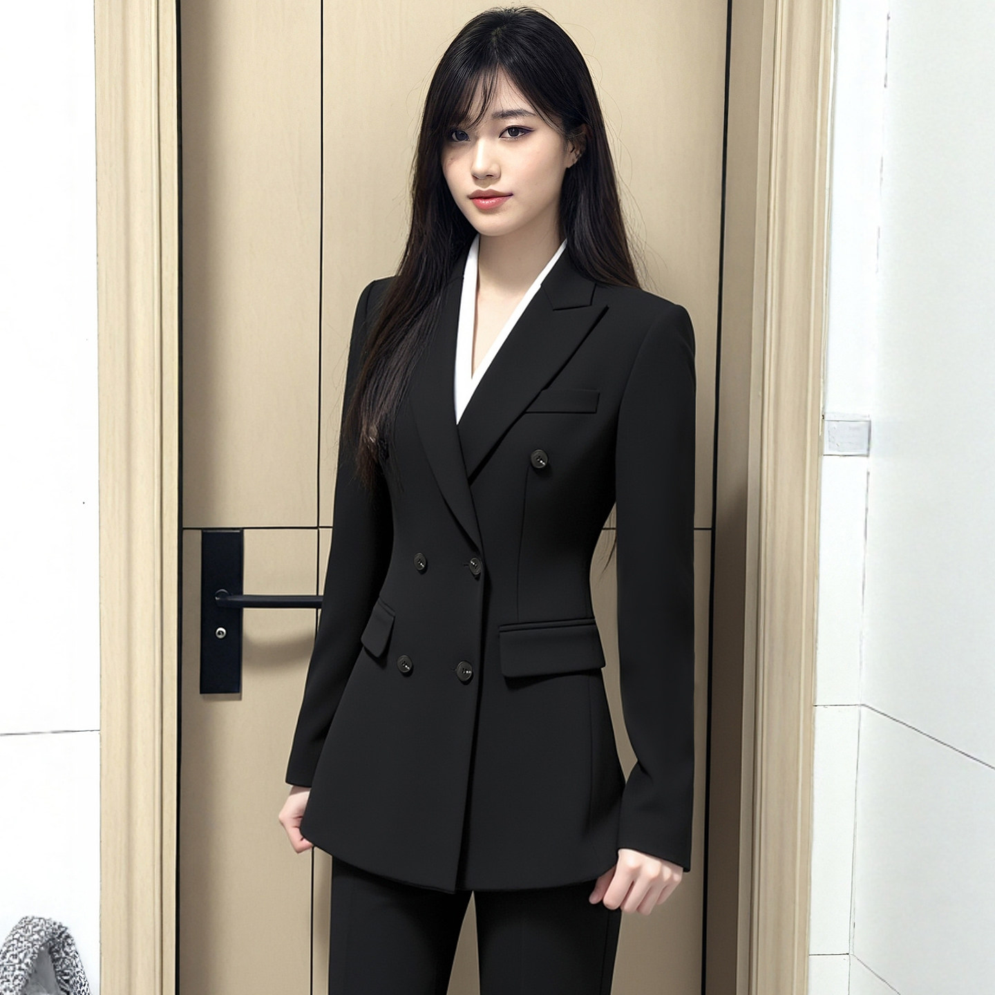 Черный костюм женский осенне-зимний костюм для собеседования с новым студентом колледжа, официальная одежда, профессиональный костюм, куртка, пригородный комбинезон