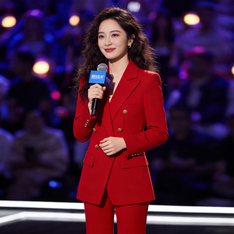 Red Suit Set for Women, High-End Style, Suitable for Broadcasting, Art Exams, Hostess Formal Wear, Work Attire, Professional Women's Suit Jacket