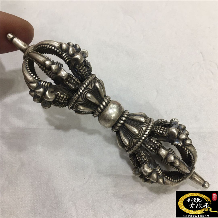 Pure copper-silver-nine-stock Diamond Pestle Imitation Pure Copper Diamond Pestle Downpestle Tibetan Nepal Kumestle Home Pendulum Ornament