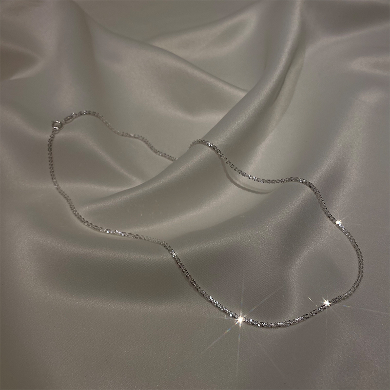 Main Picture - Whole Body Sterling Silver 45Cmglittering Necklace 925 Sterling Silver female summer Light luxury Minority Prime chain No fading delicate temperament necklace Neck chain