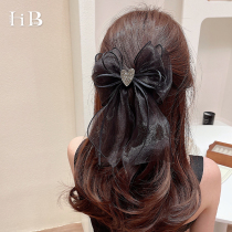 Rear Brain Spoon Black Oversized Mesh Yarn Loving Butterfly Knots Hair Clip Women Netting Red 2022 New Summer Top Clip