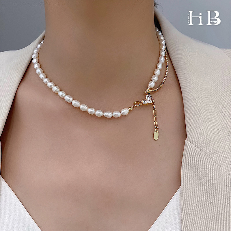Natural freshwater pearl necklace female summer light luxury ins style niche design sense high-end collarbone chain accessories necklace