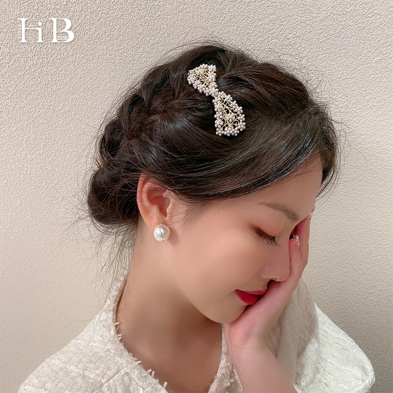 South Korea Pearl Clip Headwear Hair Clip Style Butterfly Knot Mesh Red Spring Hair Clip Hair Accessories Woman Spring Hairpin Clip Side Clip