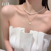 Light and luxurious crowdsourced retro style Rose floral necklace female summer Advanced sensation pearl neck chain collarbone chain 2022 New