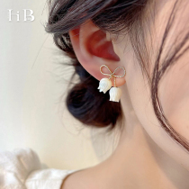 Butterfly Knot Tulip Gold Fragrance Earrings Woman Summer 2022 New Tide Air Quality Ear Nail Small Crowddesign High Ear Accessories