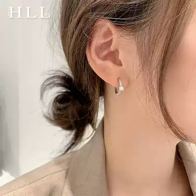South Korea Hyuna with diamond ring earring ring ear needle female Xia Xiaozhong Net red exquisite temperament sterling silver earring ear buckle