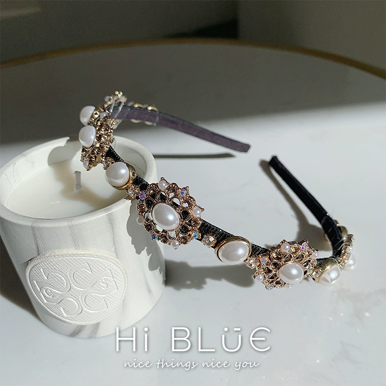 Hàn Quốc Dongdaemun lớn retro phụ nữ xinh đẹp rhinestone nhung headband kẹp tóc lưới màu đỏ headband Mũ Pháp - Phụ kiện tóc