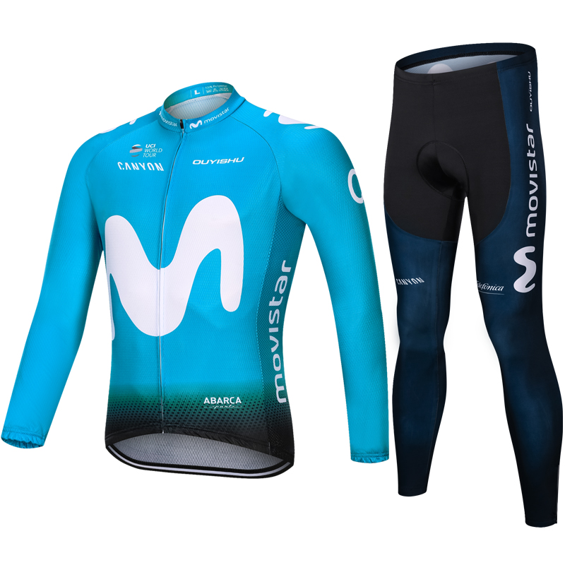 Letter M Blue Riding Suit Long Suit Summer Breathable Bike Wear Thin male bike long sleeve blouses trousers Long pants