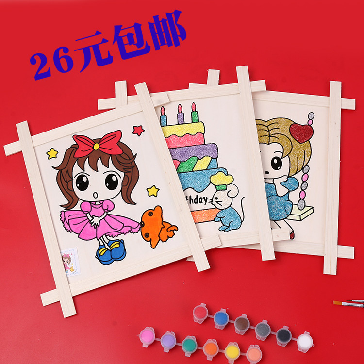 10 Inch Well Character Painting Wood Frame Diy Painted Toy Children Handmade Park Square Crosswalk Showdown Watercolor Paint Painting