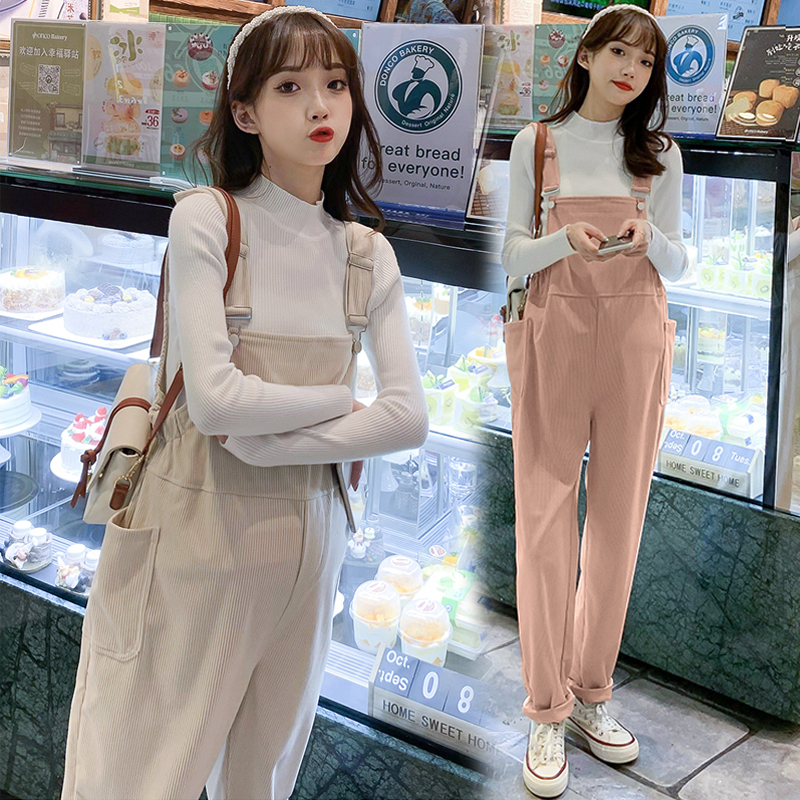 Pregnant woman back with pants spring and autumn with light core suede wearing new loose big code fashion sensible pregnant woman pants two sets-Taobao