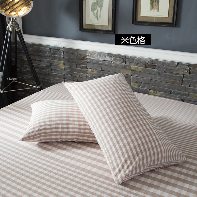 MUJI Giặt gối bông Vỏ bông Cotton sọc sọc Sinh viên đơn ký túc xá Bộ gối màu rắn - Gối trường hợp gối chống trào ngược babieskey