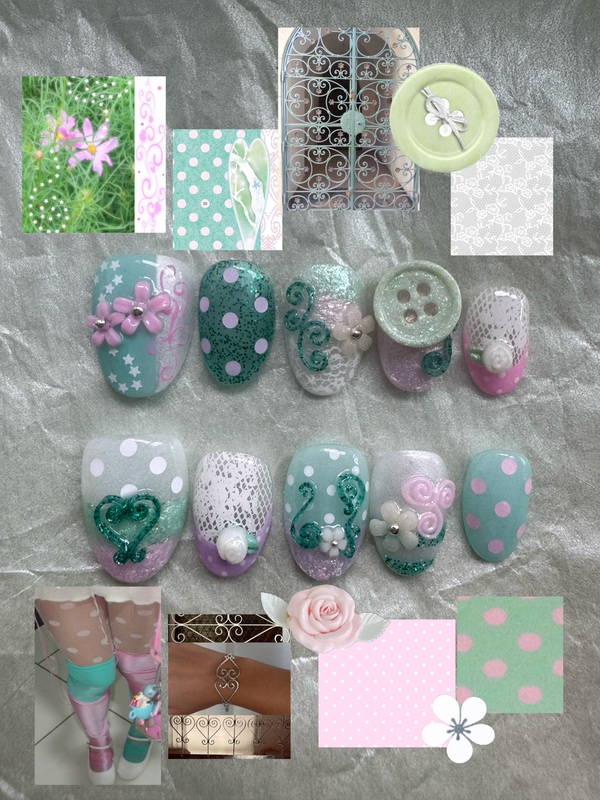 Moonrift Vintage Vine Polka Dot Niche Design Nail Art Xiaohongshu Popular Wearable Nails