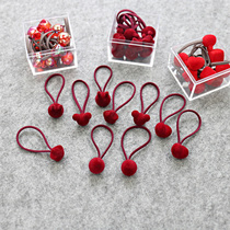 Leather gluten children Korean wind winter style flocking cartoon beads girls head rope 10 only a baby hair ring unhurt hair accessories