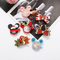 Children with Christmas hairclip cute baby clip Christmas gift Mickey girl side clip big red bow