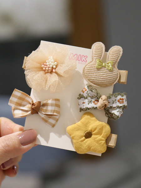 Milk Tea Color Small Flower Baby Cute Fetal Hair Clip Hair Accessories — 3