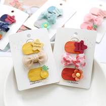 Baby hairclip cute small bow mini bbclip three-piece baby hair accessories do not hurt hair Children card small