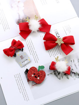 Red bow antlers Christmas hairclip children hair accessories girls New year headdress girls Hairband baby clip