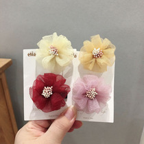 Ishikawa Impression Baby Hair Adorned Korean version Snow Yarn Flowers Children Hair Clip Girl small clip Handmade baby No injuries