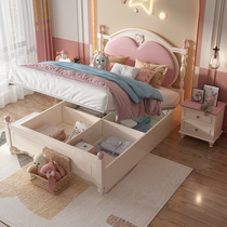 Childrens bed girls bed pink bed princess bed bedroom single bed high box solid wood teenager suite furniture combination