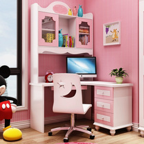 Childrens bookcase combination pink desk bookshelf corner learning table corner computer desk for boys and girls right angle writing desk